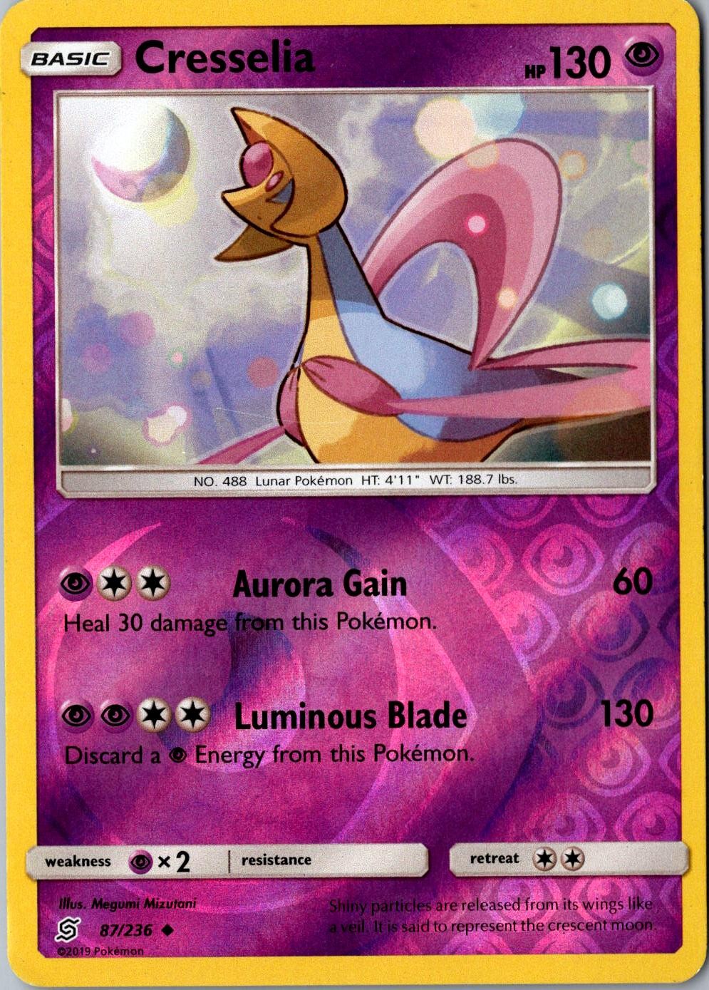 Cresselia Reverse Holo 87/236 Uncommon SM Unified Minds LP Pokemon Card