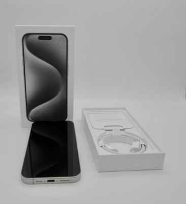 Apple iPhone 15 Pro 128GB White Titanium Unlocked A2848 Box 79% Battery