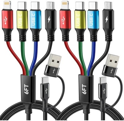 Dual USB-C 4 in 2 Multiple Charging Cable for All Devices Micro USB