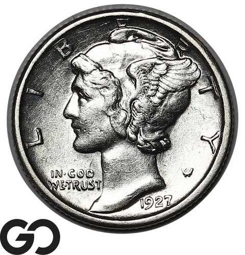 1927-S Mercury Dime, Choice AU++ Better Date San Francisco Issue