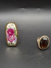 Costume Jewelry Ring Set Vintage Lot of 2 Perfume Or Cocktail Rings