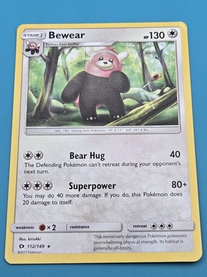 Pokemon Card: Bewear 112/149 Sun & Moon Base Set Rare MP | eBay Pokemon Card: Bewear 112/149 Sun & Moon Base Set Rare MP | eBay