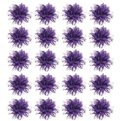Chiffon Flower, 4'' Fabric Flowers Bows Fabric Appliques Purple Pack of 20