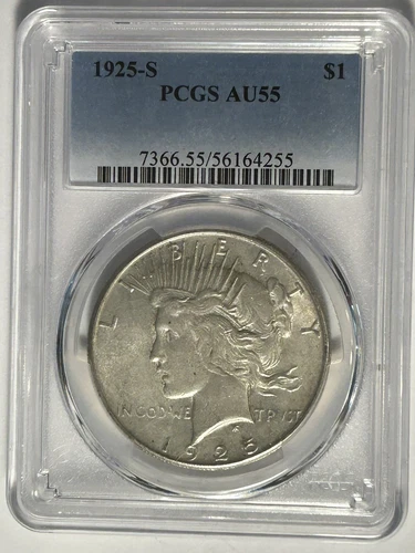 1925 S PEACE DOLLAE PCGS AU 55