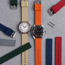 New Premium Flat FKM Rubber Watch Strap 16mm 18mm 20mm 22mm 24mm Quick Release