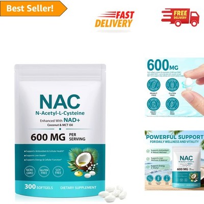 NAC Complex with NAD+ & MCT Oil - 300 Softgels for Antioxidant Support
