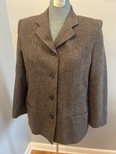 Vintage LL Bean Grey Peacoat Jacket Blazer Size 14P Wool Blend Made In USA