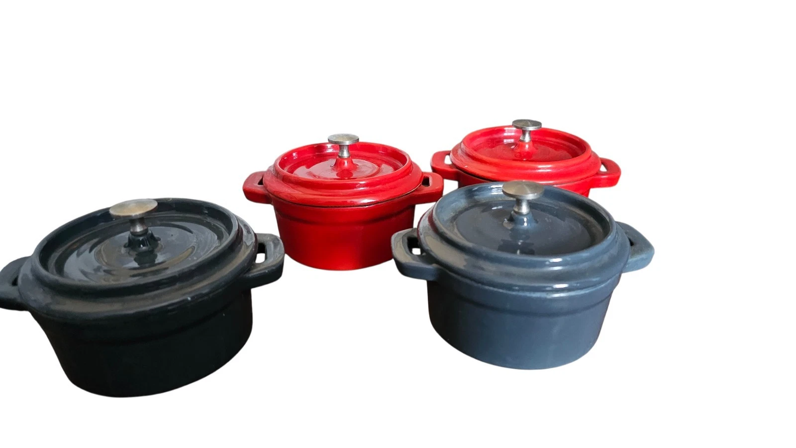 Cast Iron Pot Dual Handle Stock Soup Pot Dutch Oven/cocottes w/ Cover Grey/red