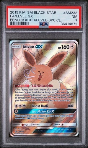 2019 POKEMON SM BLACK STAR PROMO #SM233 FULL ART/EEVEE GX PSA 7