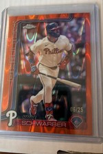 2025 Topps Chrome - Kyle Schwarber #31 Orange Raywave Refractor /25