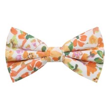 Mens Bow Ties Adjustable Pre-Tied Floral Pattern Bow Tie for Men Orange White