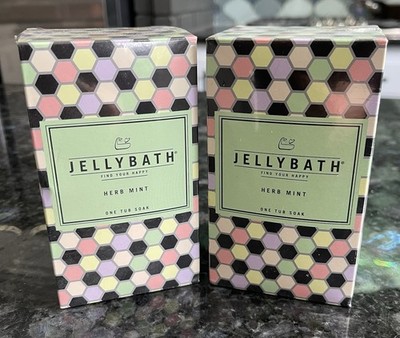 JellyBath Find Your Happy Herb Mint Tub Soak Set/2 Heat Retention Bath Blanket