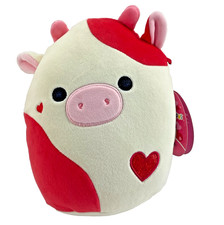 Squishmallows Valentine's Day Evangelica the Cow with Hearts 8 Inch Pink Plush