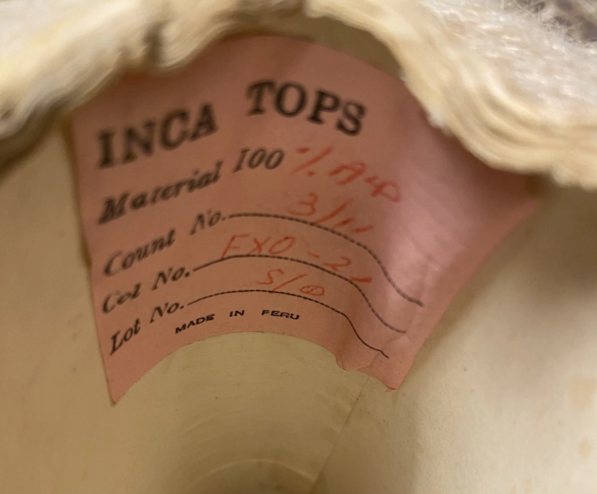 Huge 2 lb. 07oz Cone of INCA TOPS Mill 100% Baby Alpaca Yarn 3ply Milky White image 5