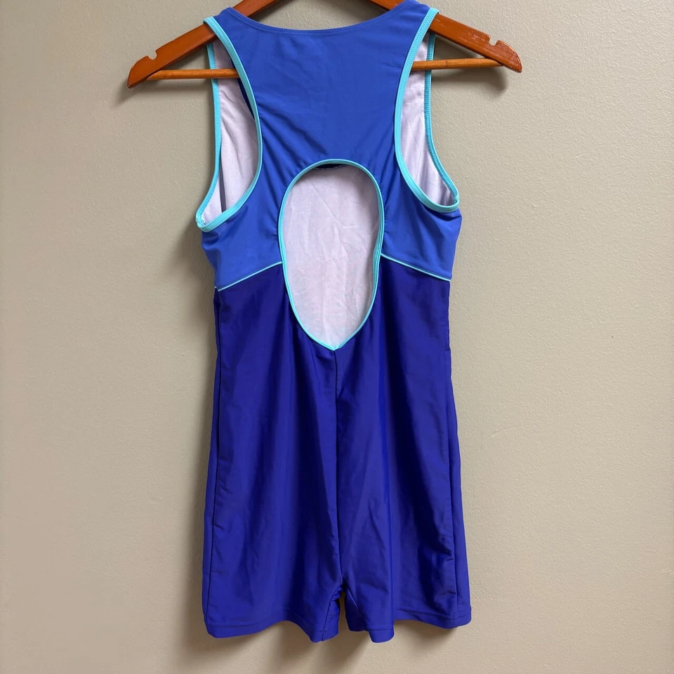 Slazenger Womens One Piece Swimsuit Boyleg Size 14 Blue Swim Racer - Image 4 of 4