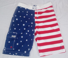 Polo Ralph Lauren Boys Youth Swim Shorts Trunks American Flag Lined XL 18-20