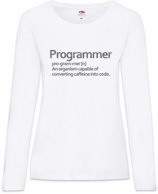 Programmer Damen Langarm T-Shirt Koffein Kaffee Fun Programmierer Informatiker