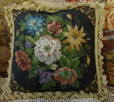 14"Full Blooming Floral French Country Theme Decorative Needlepoint Pillow Cover