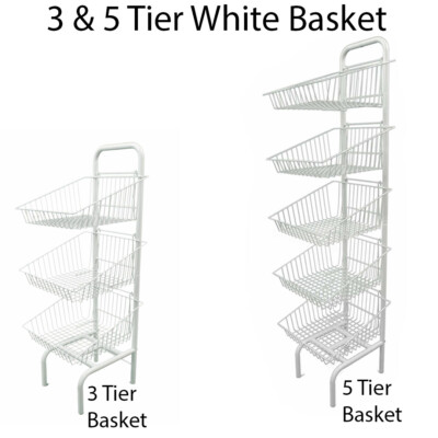 HD Korb Ständer 3 & 5 Ebenen weiß Laden Display für Brot, Snacks, Kleidung oder Spielzeug