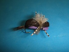 FLY FISHING FLIES - Purple HIPPIE STOMPER (Pearl Belly) Dry Fly size #12 (6 pcs)