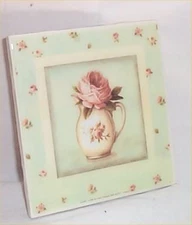 Chic Sage Trivet Ceramic Tile Cottage Shabby Home Kitchen Green Country Decor