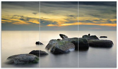 Wallario Herdabdeckplatte Spritzschutz Glas Mystische Felsen Meer Insel Inseln