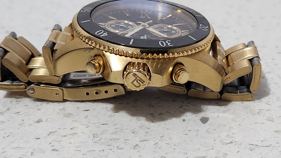 GENUINE GOLD TONE THOMAS SABO WA0265 METAL CHRONOLOGICAL WRIST  WATCH - image 3 of 4