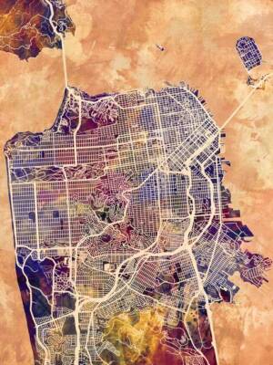 Poster - San Francisco Map, Modern Abstract City Streets, 4 Sizes