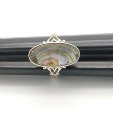 925 Sterling Silver Abalone Adjustable Ring R5