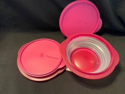 NEW Tupperware set of 2 medium Flatout bowls - MAGENTA