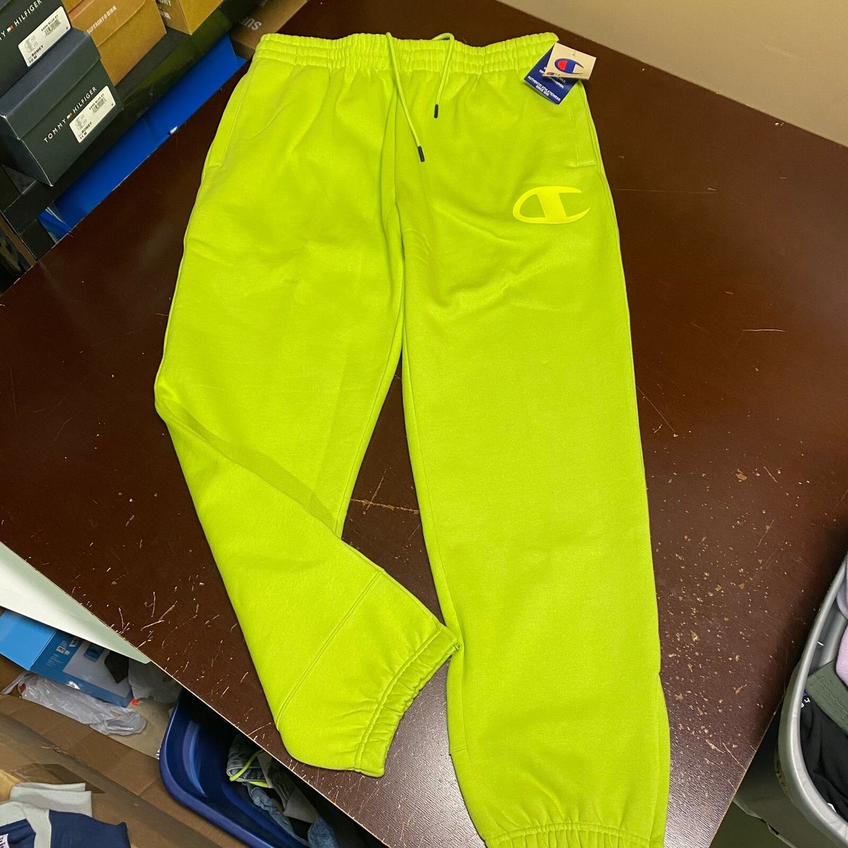 Champion Mens Lively Lime Super Fleece Drawstring Athletic Sweatpant  Size XL