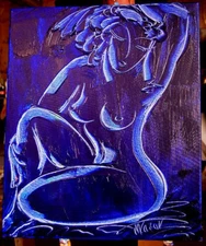 BLUE NUDE     Modern Abstract  BY KAZAV  Original Oil Painting  IMPRESSIONIST df