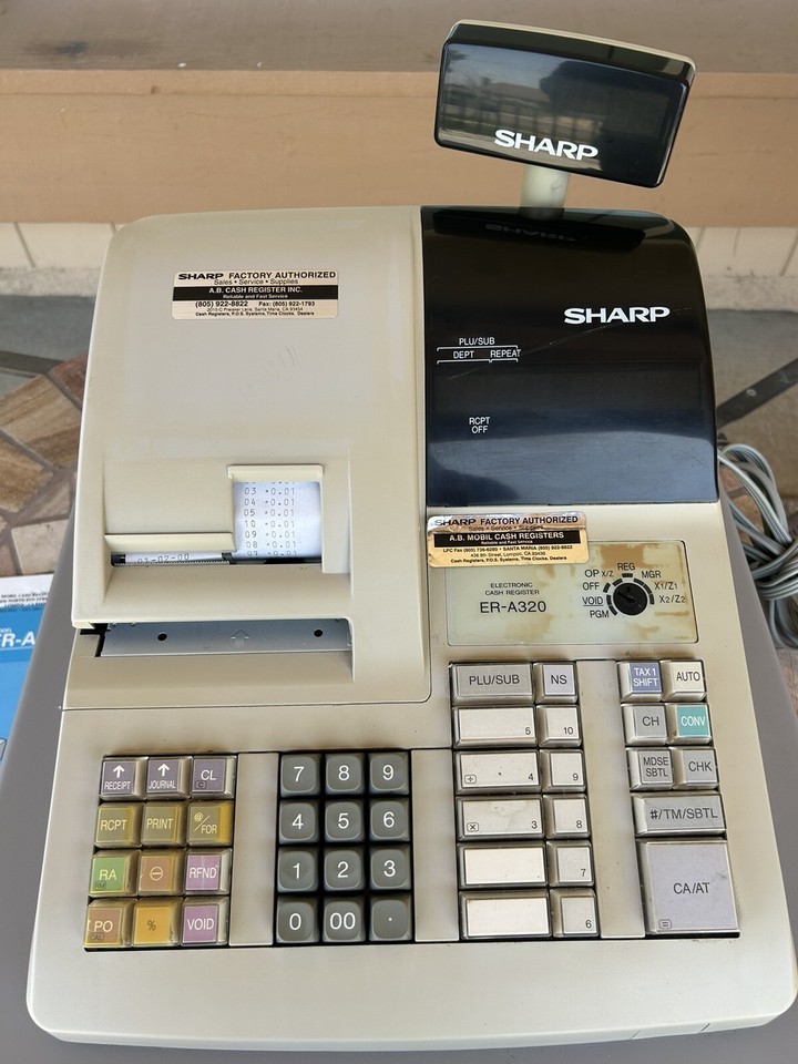 Sharp Electronic Cash Register ERA320 Includes Keys And Manual For