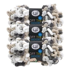 (3 Pack) Lion Brand Yarn 516-209AS Off the Hook Loop Yarn, Snowy Cosmo