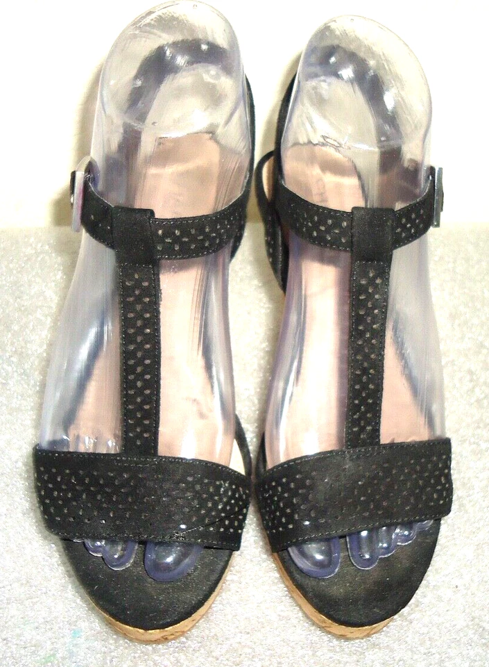 Sandalias de plataforma Charles by Charles David para mujer con cuña de corcho negras talla 6M/36 Foto 2 de 4