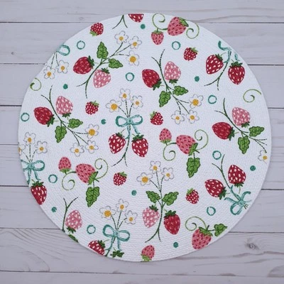 KAY DEE Braided Placemat Centerpiece Berry Basket Strawberry 14.5 Inch Round