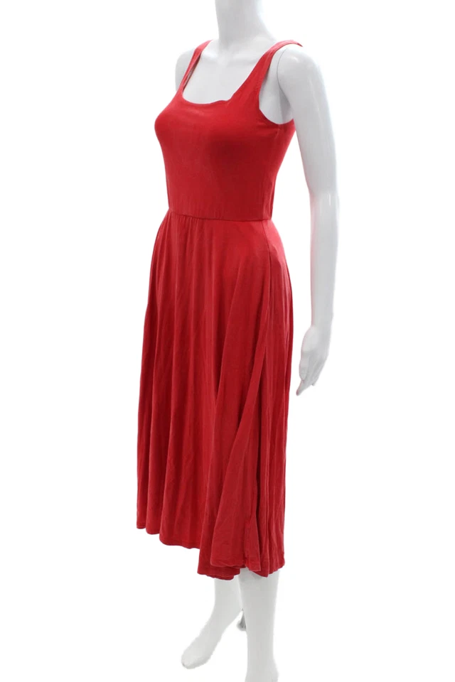 Vestido sin mangas Quince para mujer ajustado y acampanado rojo cuello cuadrado sin mangas algodón talla S Foto 2 de 4