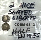 Lot of 2 Nice Seated Liberty 90% Silver Half Dimes 1845 + 1853 COBM-9842