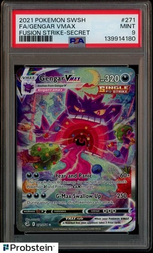 2021 Pokemon SWSH Fusion Strike Secret #271 FA Gengar VMAX PSA 9 MINT