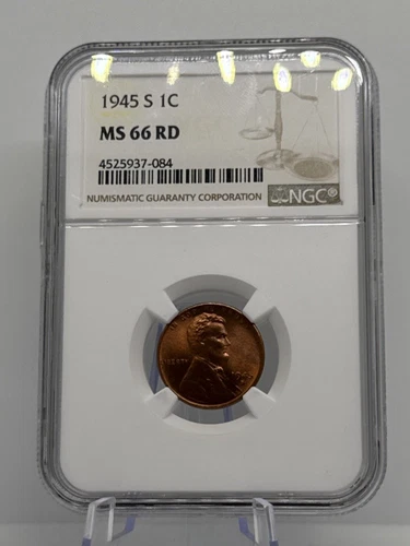1945-S Lincoln Wheat Cent 1c - NGC GRADED MS66 RD