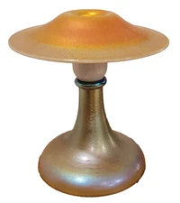 Steuben Iridescent Art Nouveau Glass Calcite And Aurene Candlestick