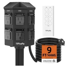 Outdoor Remote Control Power Strip, 9FT Extension Cord Waterproof, Independent