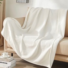 Chenille Soft Plush Vanilla Cream Dream Throw Blanket 50 x 60 - New