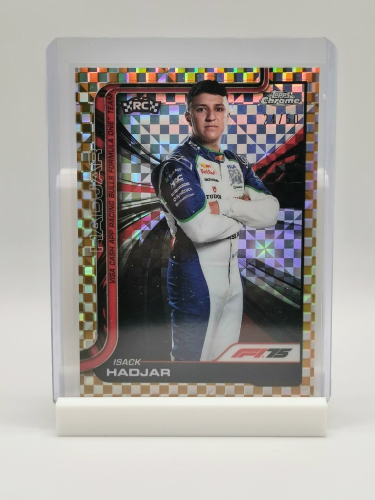 2025 Topps Chrome Formula 1 F1 Isack Hadjar RC Gold Checker Flag #12 24/50