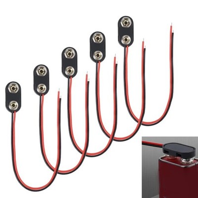 5Pcs 9V Battery Connector Clip I-Type 9 Volt Hard Plastic Shell Wire Leads