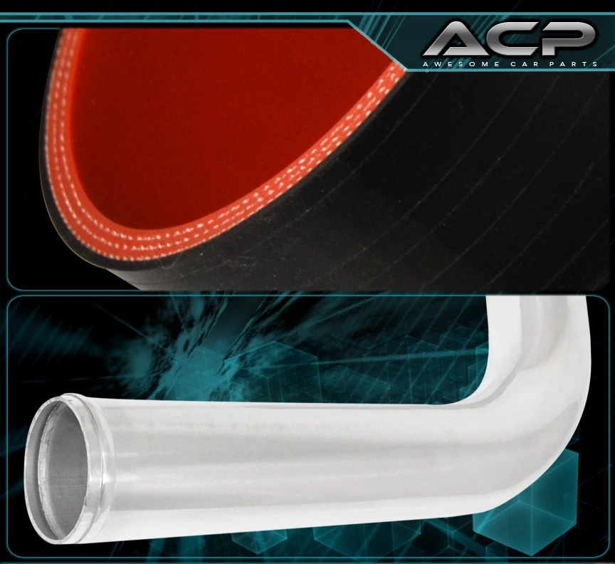 Intercooler deportivo de aluminio Jdm 27,5"X2,7"X7" + kit de tuberías de 64 mm actualización + acoplador Foto 2 de 3