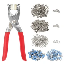 200Set Metal Snap Button Kit 9.5mm Hollow & Solid Prong Snap Button Light Blue