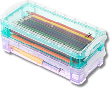 - Plastic Pencil Case Box, 2 Pack, Large Crayon Marker Pen Organizer