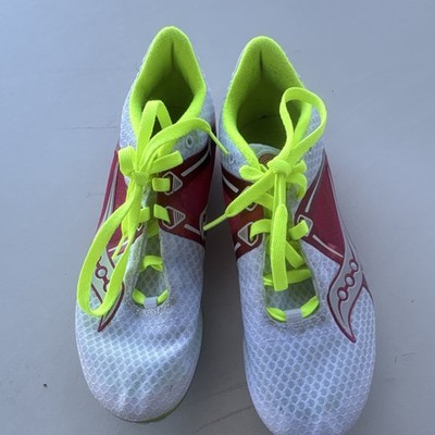 Saucony Velocity 5 Track Spikes White Red Neon Yellow Women's 8.5 10188-2
