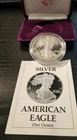 1989-S Proof American Silver Eagle in Velvet Box & COA